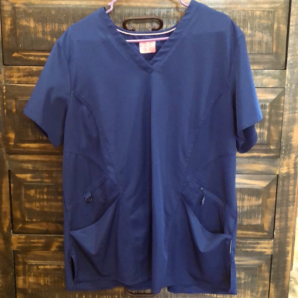 Navy Blue scrubs Zavote Apparel XL top and Large Petite bottoms